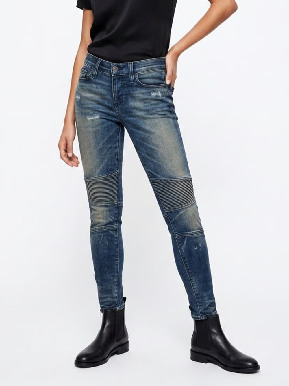 SIMON MILLER Blue Motorcycle Blaine Biker Denim Skinny Jeans Sz 24